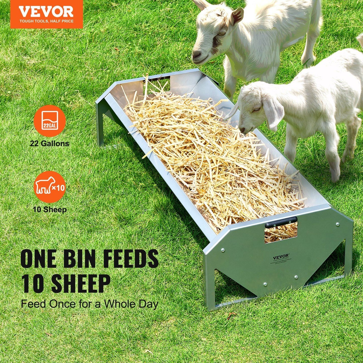 Galvanized Steel 22 Gallon Feed Trough