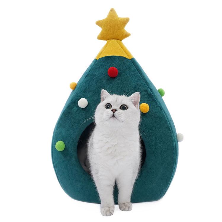 Winter Wonderland Christmas Tree Pet Bed - Cozy Nest For Cats And Dogs-0