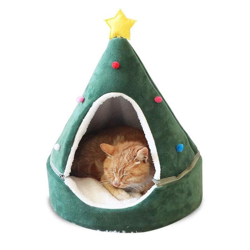 Winter Wonderland Christmas Tree Pet Bed - Cozy Nest For Cats And Dogs-3