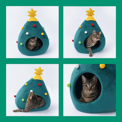 Winter Wonderland Christmas Tree Pet Bed - Cozy Nest For Cats And Dogs-4