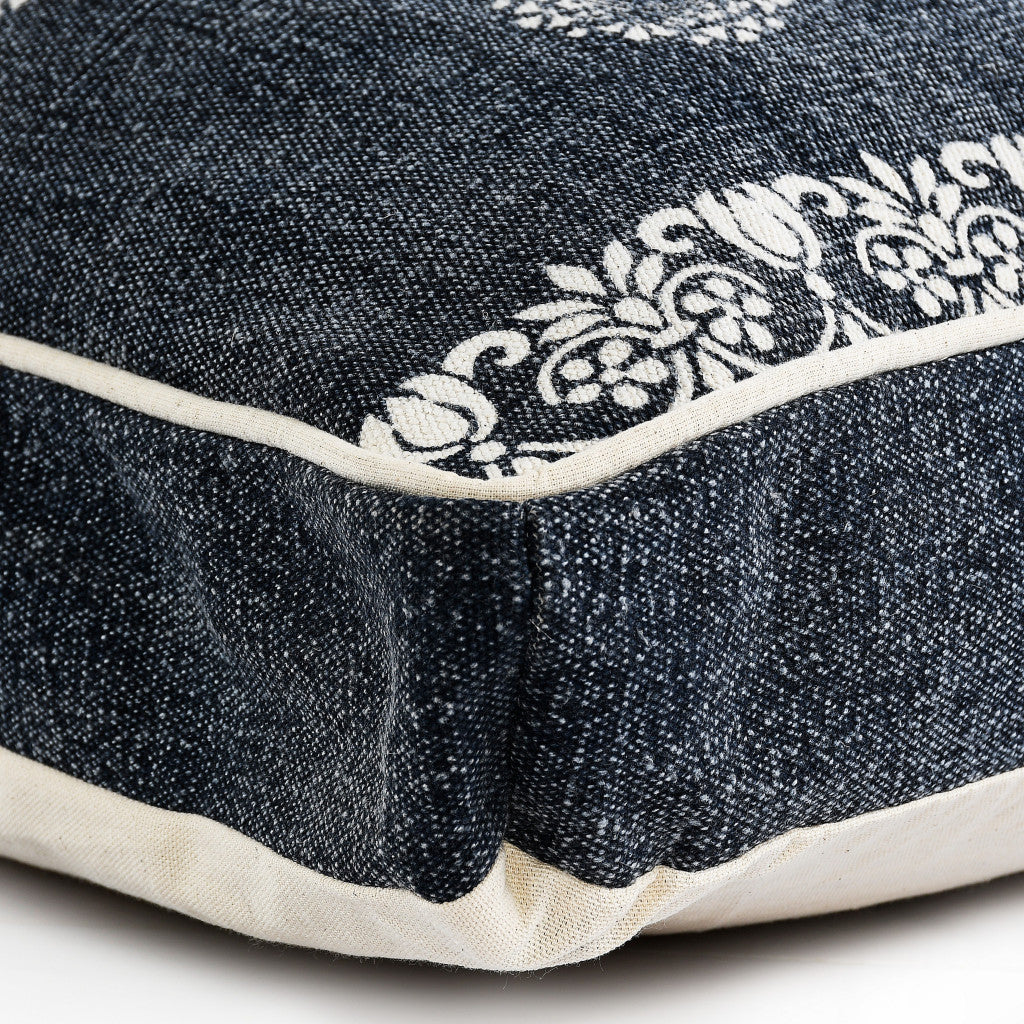 24" X 36" Stonewashed Blue Medallion Pillow Style Pet Bed With Removable Cover-6