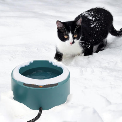 Heated Water Bowl for Cats Outdoor, 2.2L, Heated Pet Bowls for Chickens Rabbits Farm Animals, Heating Dog Bowl Ice Free in Winter, Thermal-Bowls Warm Water Bird Bath Dish, Green