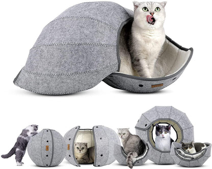 Foldable Cat Tunnel Bed: The Ultimate Interactive Retreat For Your Feline Friend-0