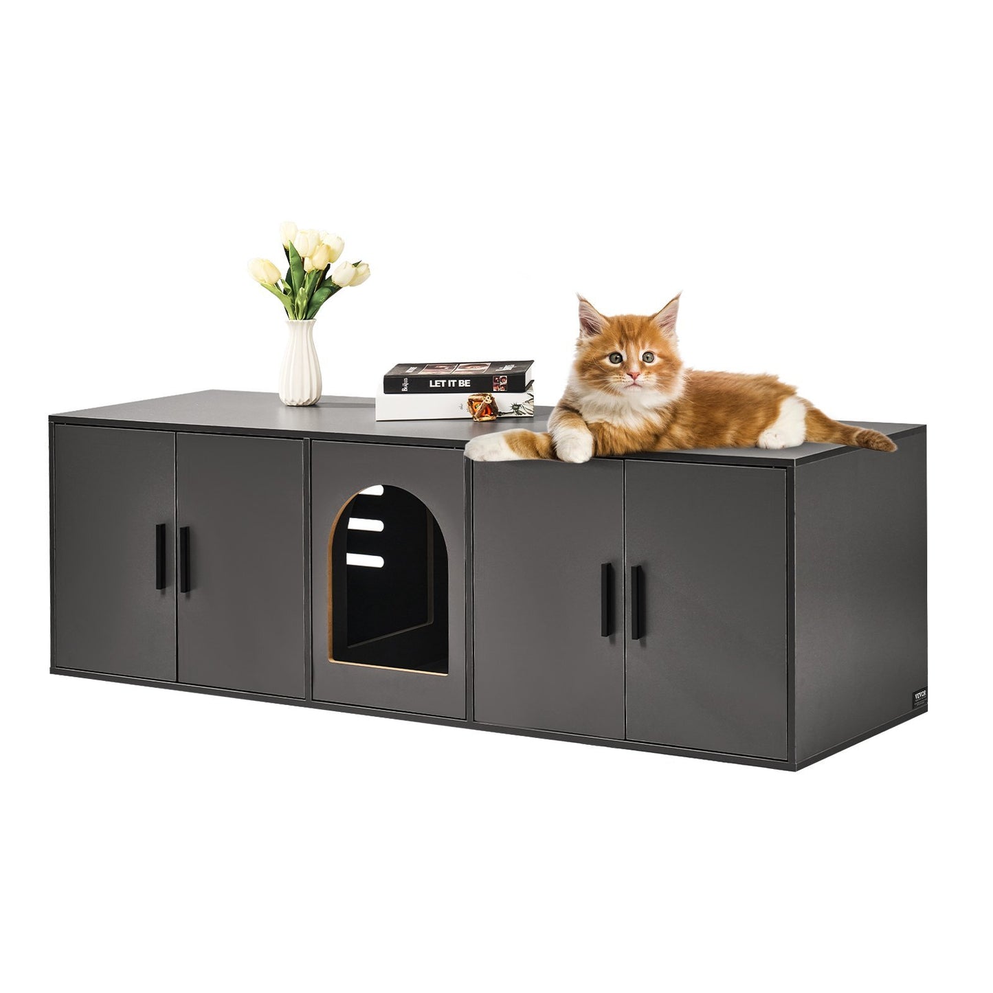 Litter Box Furniture Hidden with Double Rooms
