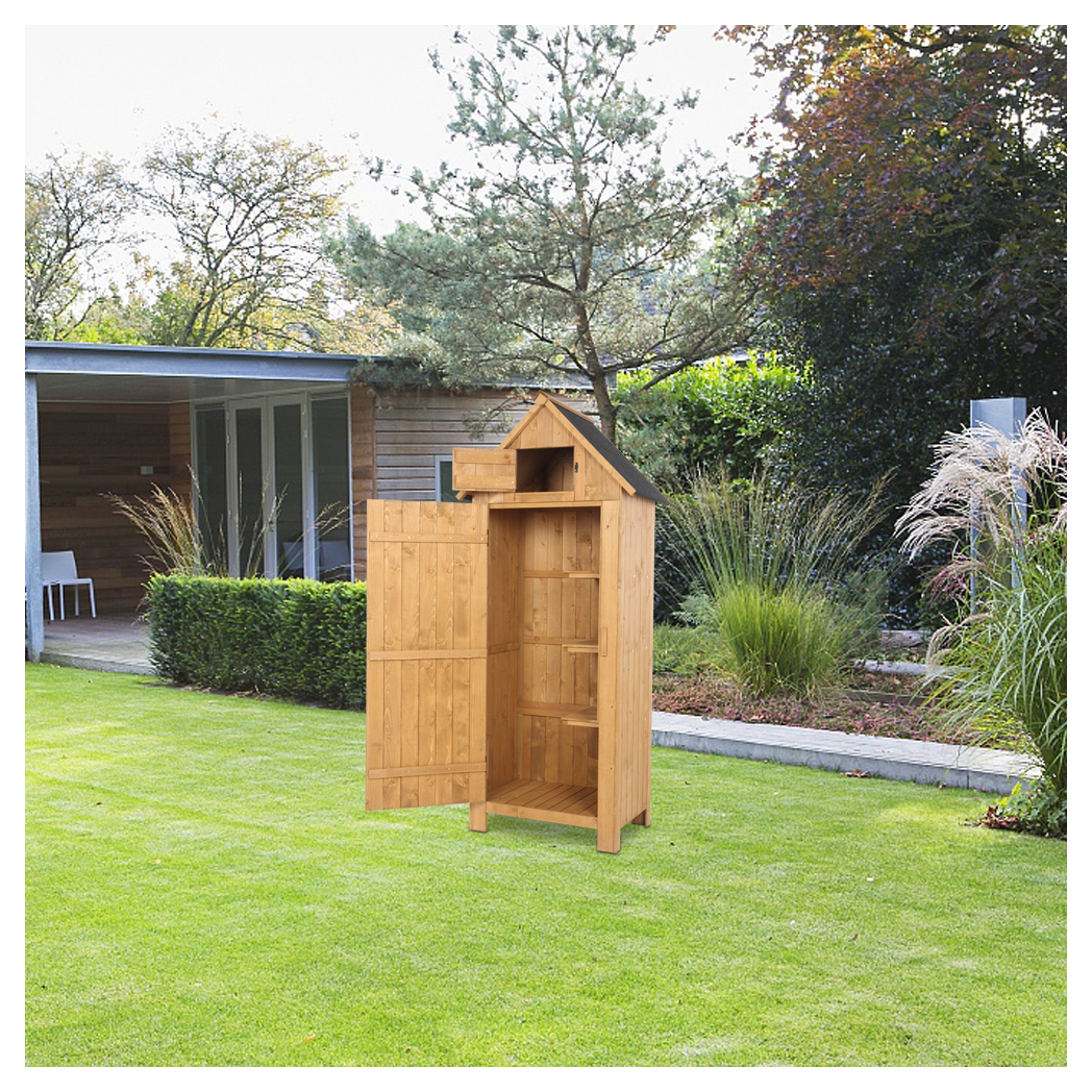 Fir wood Arrow Shed with Single Door Wooden Garden Shed Wooden Lockers Wood Color