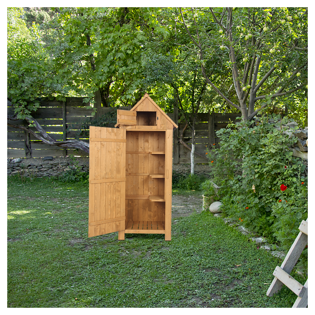 Fir wood Arrow Shed with Single Door Wooden Garden Shed Wooden Lockers Wood Color
