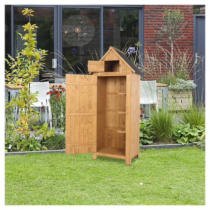 Fir wood Arrow Shed with Single Door Wooden Garden Shed Wooden Lockers Wood Color