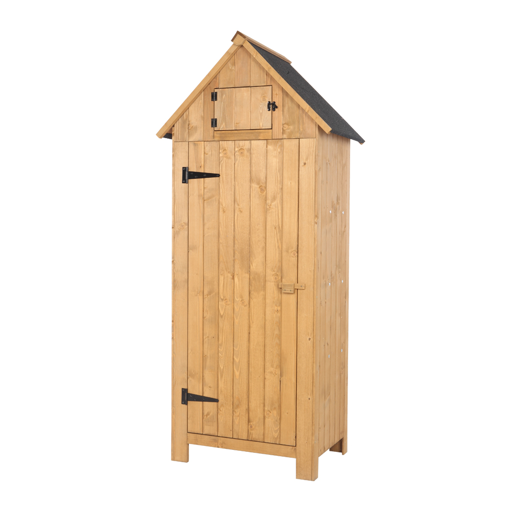 Fir wood Arrow Shed with Single Door Wooden Garden Shed Wooden Lockers Wood Color