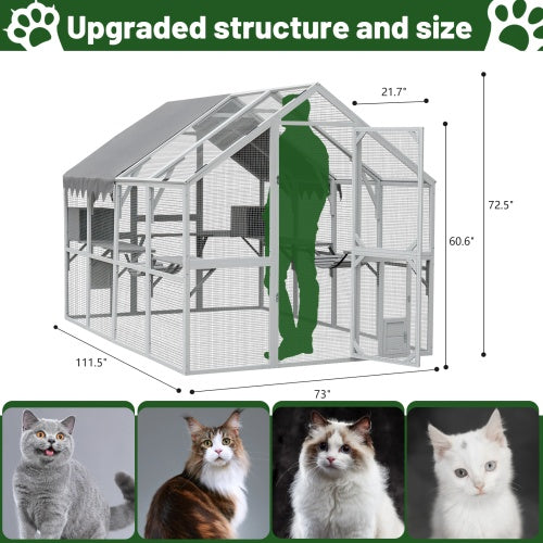 Outdoor Cat House with Roof & Platforms – Large Catio Enclosure for Multiple Cats