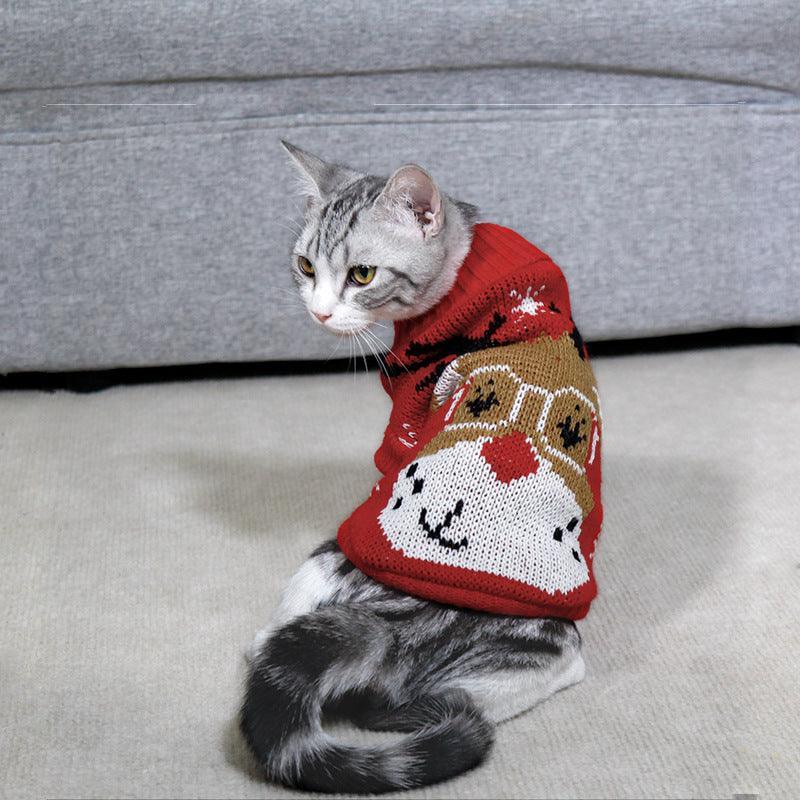 Cozy Christmas Pet Sweater: Festive Knitted High Collar Clothes For Dogs And Cats-2