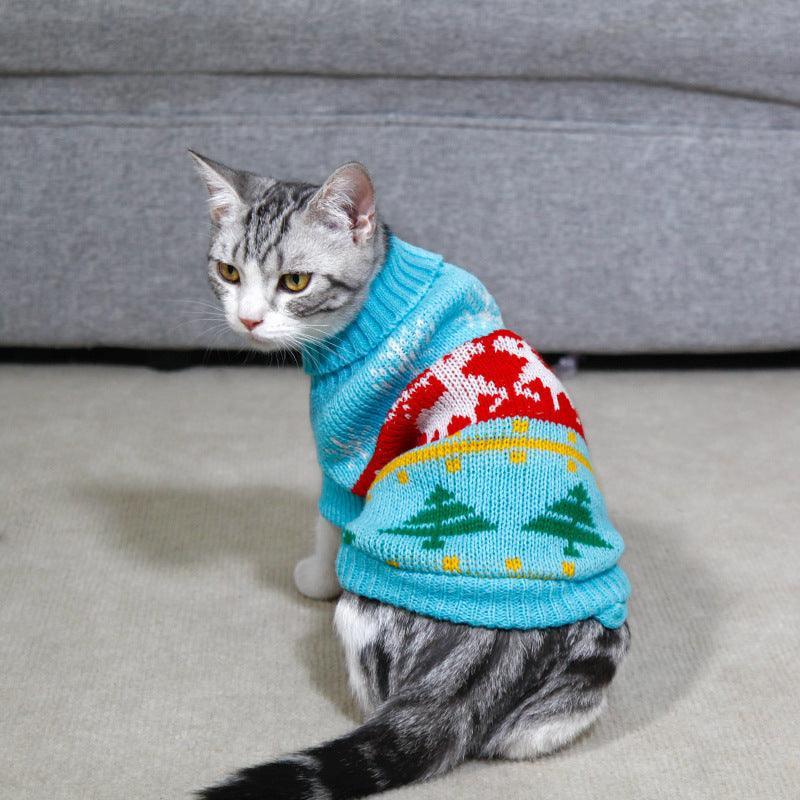 Cozy Christmas Pet Sweater: Festive Knitted High Collar Clothes For Dogs And Cats-3