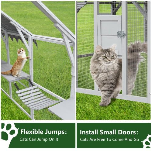 Outdoor Cat House with Roof & Platforms – Large Catio Enclosure for Multiple Cats